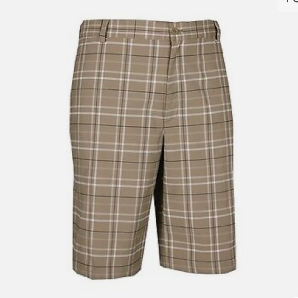 Nike Men's Tan Plaid Golf Shorts